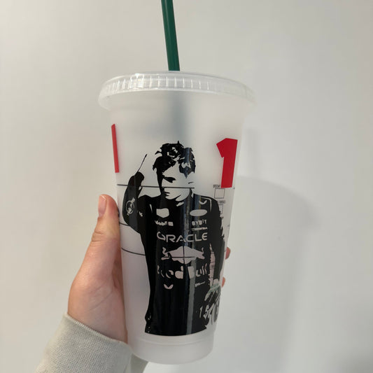 Max Verstappen silhouette 2024 2 inspired Starbucks tumbler